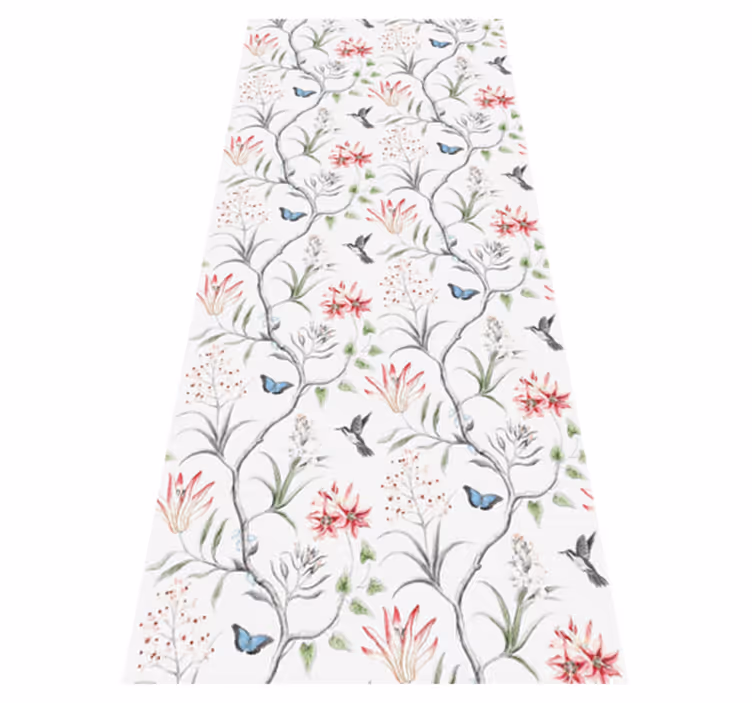 Bedroom vinyl rug with bird and butterfly branches - TenStickers