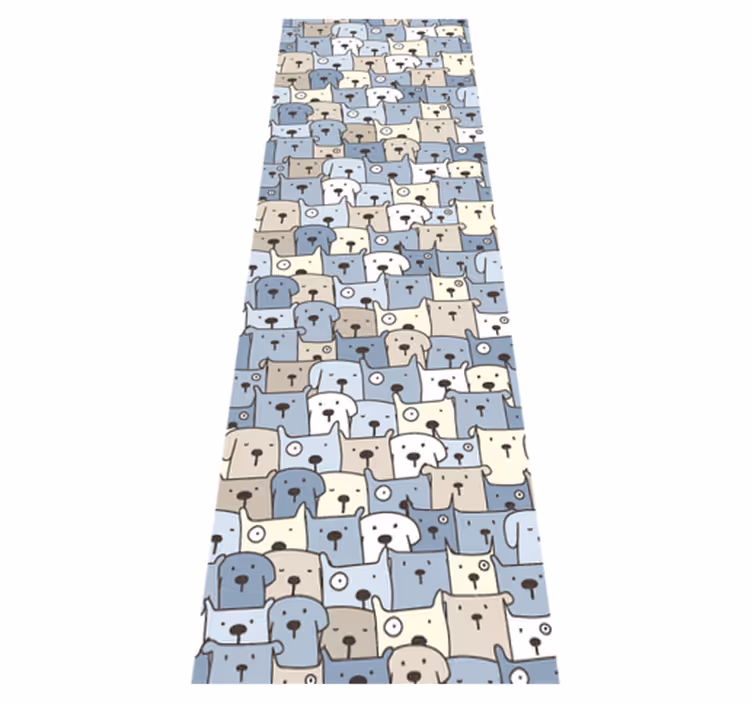 Gray dog sketches bedroom vinyl rug - TenStickers