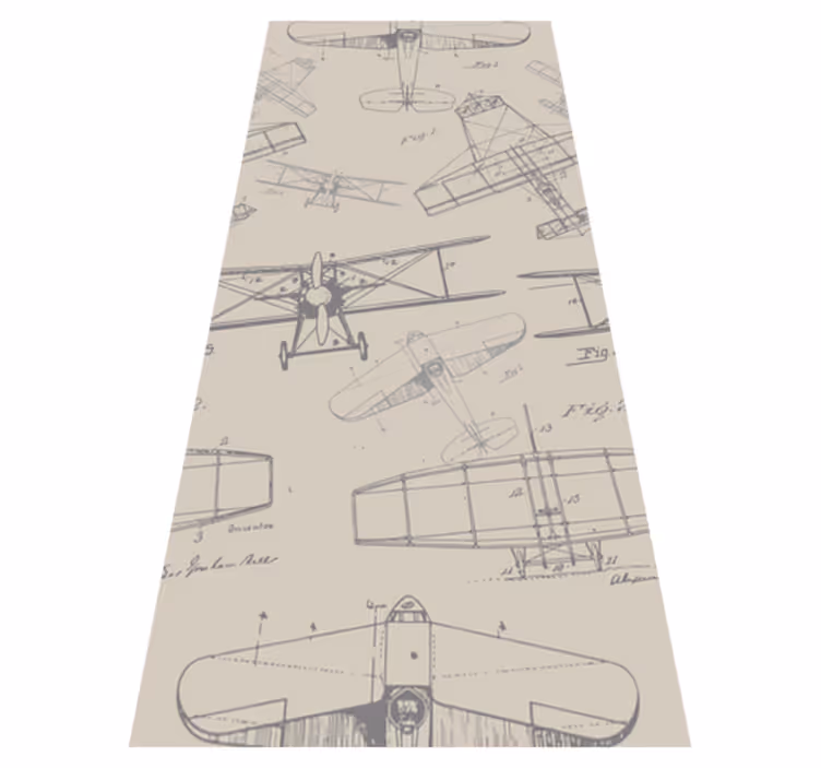 Bedroom vinyl rug with vintage airplane pattern - TenStickers
