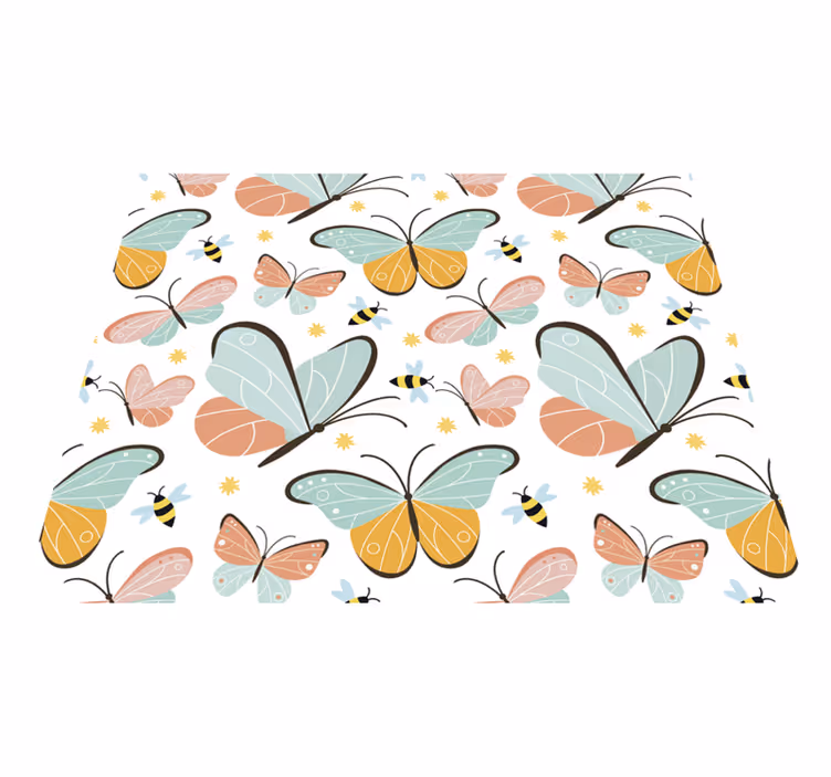 Bedroom vinyl rug with butterflies and bees design - TenStickers