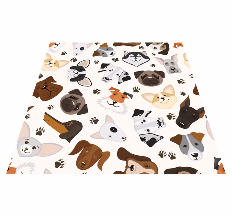Cute mix puppy and dog pattern bedroom vinyl rug - TenStickers