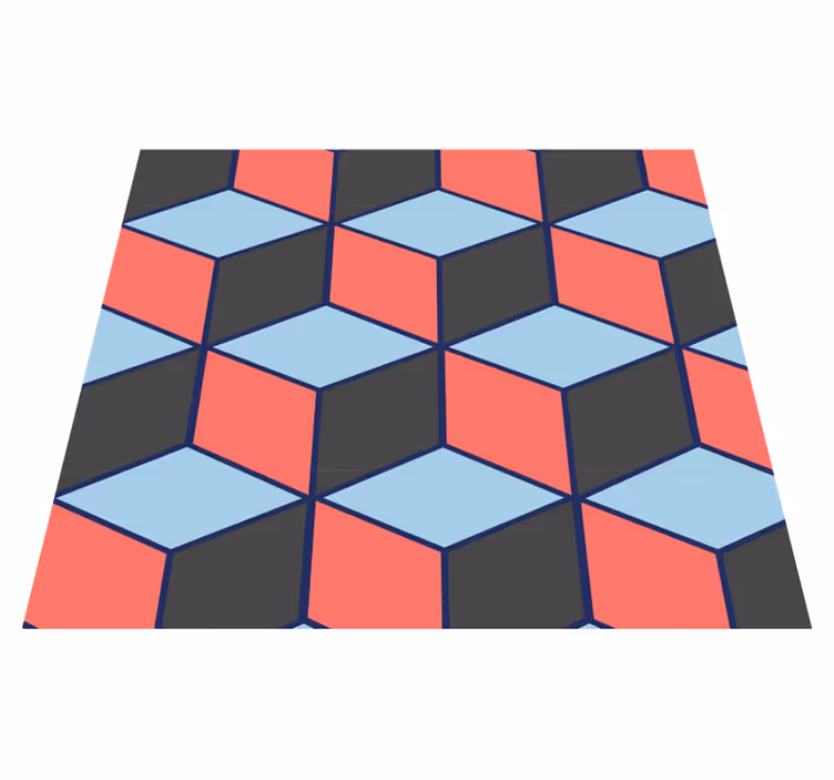 Bedroom vinyl rug with 3d geometric squares - TenStickers