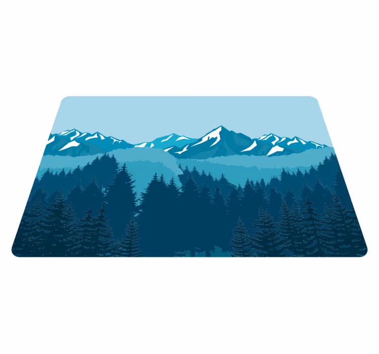 Nature vinyl rug in full blue green landscape - TenStickers