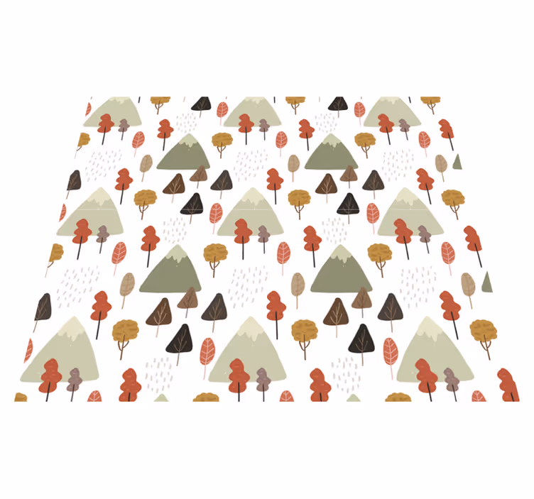 Nature vinyl rug with whimsical tree designs - TenStickers