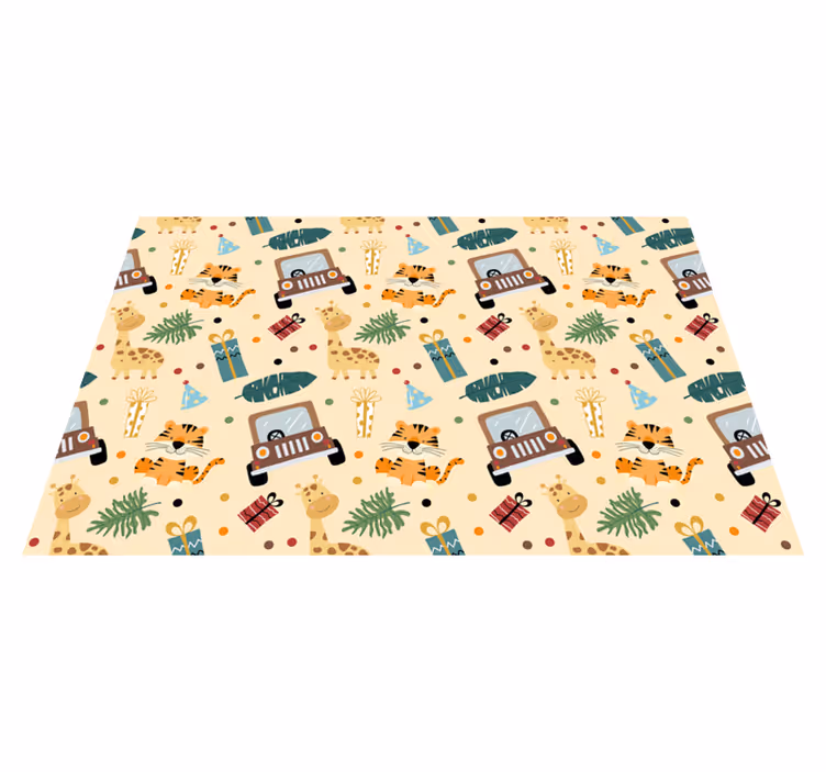 Nature vinyl rug with whimsical safari designs - TenStickers