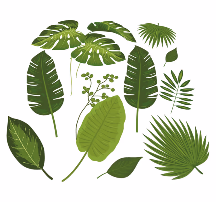 Floral vinyl rug with a variety of leaves - TenStickers