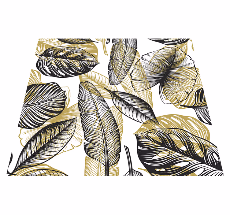 Floral vinyl rug with elegant tropical plants - TenStickers