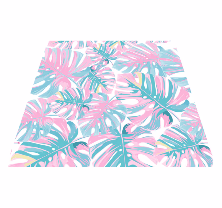Floral vinyl rug monstera deliciosa pattern - TenStickers