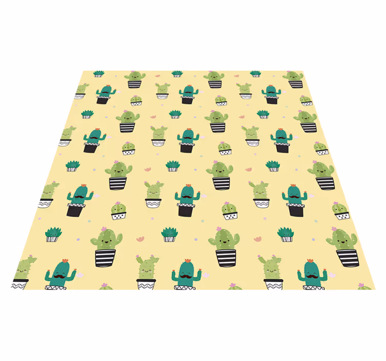 Floral vinyl rug cactus drawing pattern - TenStickers