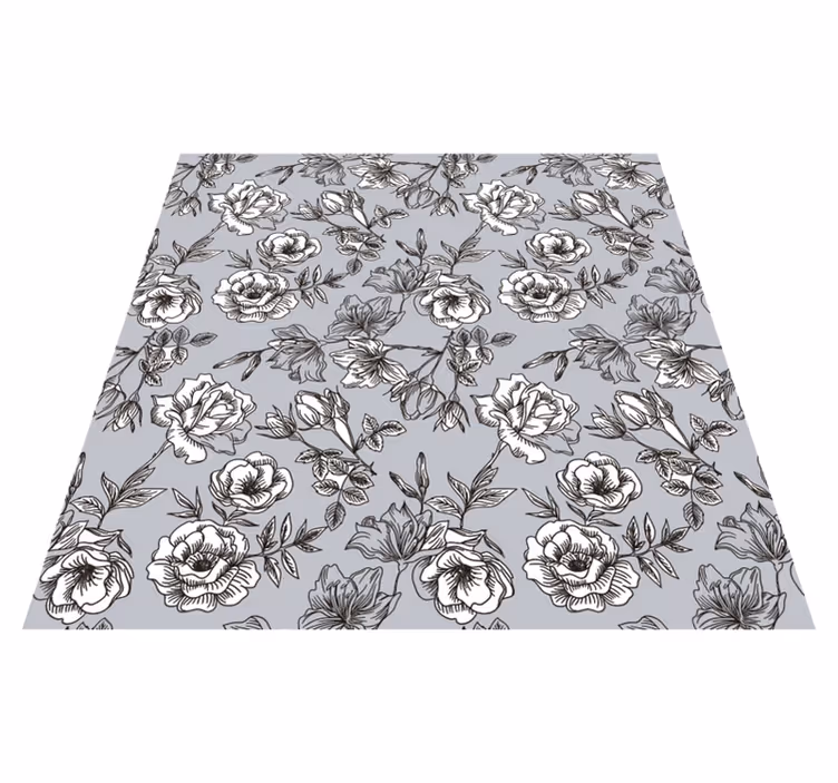 Floral vinyl rug translucent flowers - TenStickers