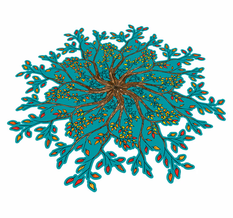 Floral vinyl rug vibrant tree design - TenStickers