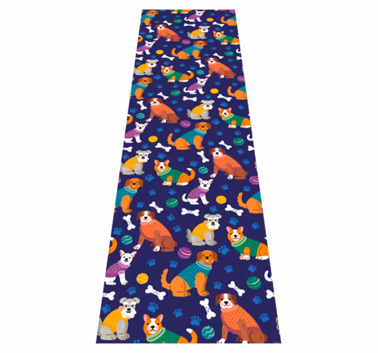Bedroom vinyl rug with vibrant dog pattern - TenStickers