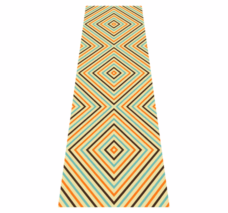 Bedroom vinyl rug vintage orange and blue design - TenStickers
