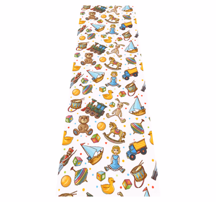 Bedroom vinyl rug with adorable wooden toys and teddy bear - TenStickers