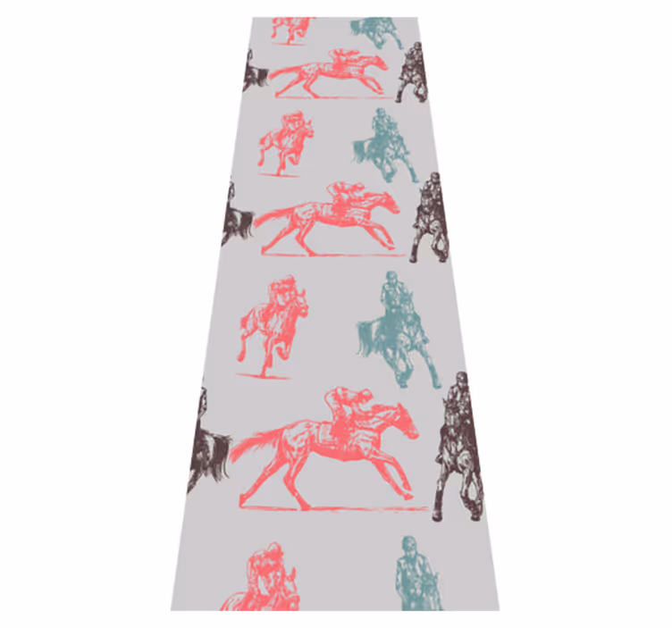 Bedroom vinyl rug with colorful horse pattern on gray - TenStickers