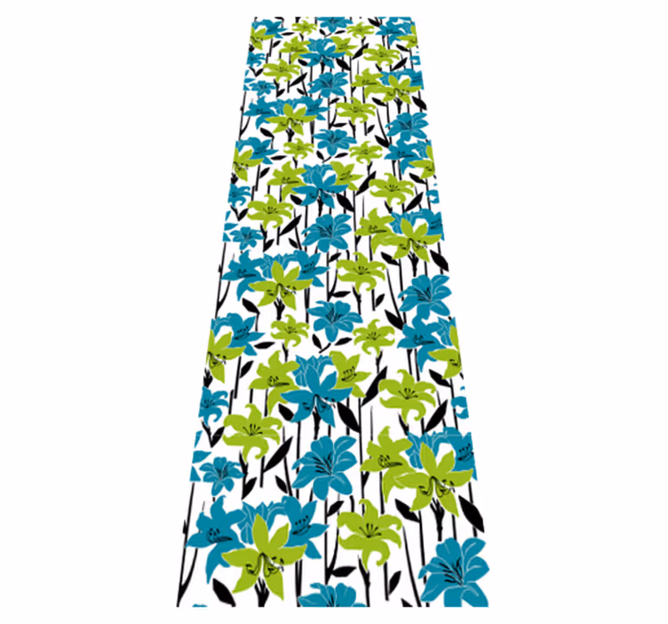 Bedroom vinyl rug with floral stencil design - TenStickers