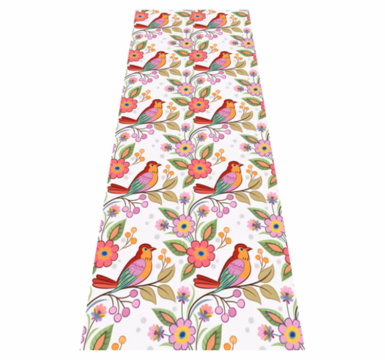 Bedroom vinyl rug featuring a red and orange bird - TenStickers