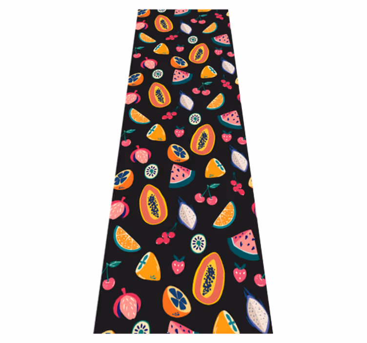 Bedroom vinyl rug with colorful fruits on black - TenStickers