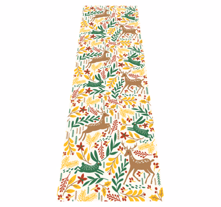 Bedroom vinyl rug with gray deer and yellow flowers - TenStickers