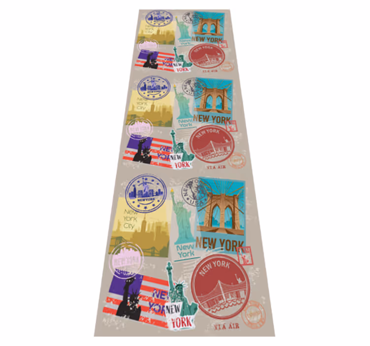 Bedroom vinyl rug old nyc collage design - TenStickers