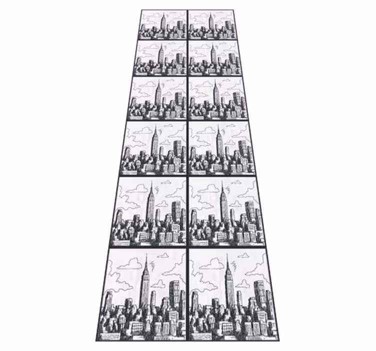 Bedroom vinyl rug nyc sketch collage design - TenStickers