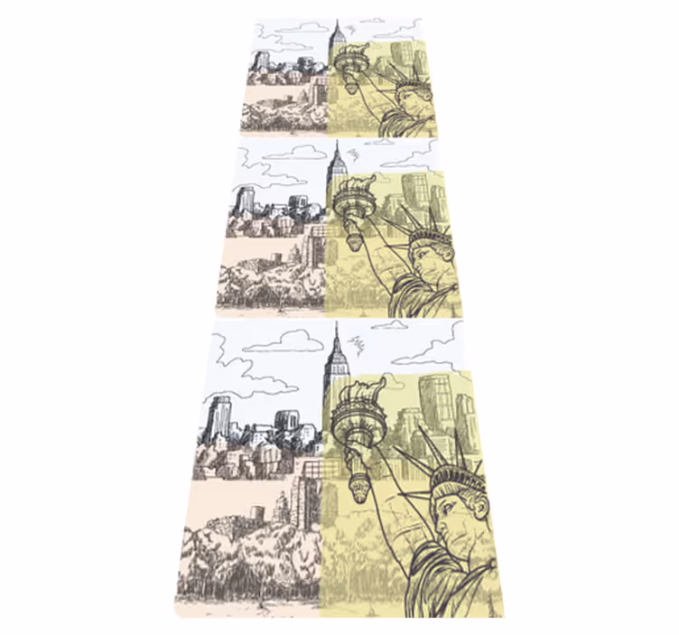 Vintage oldschool nyc collage bedroom vinyl rug - TenStickers