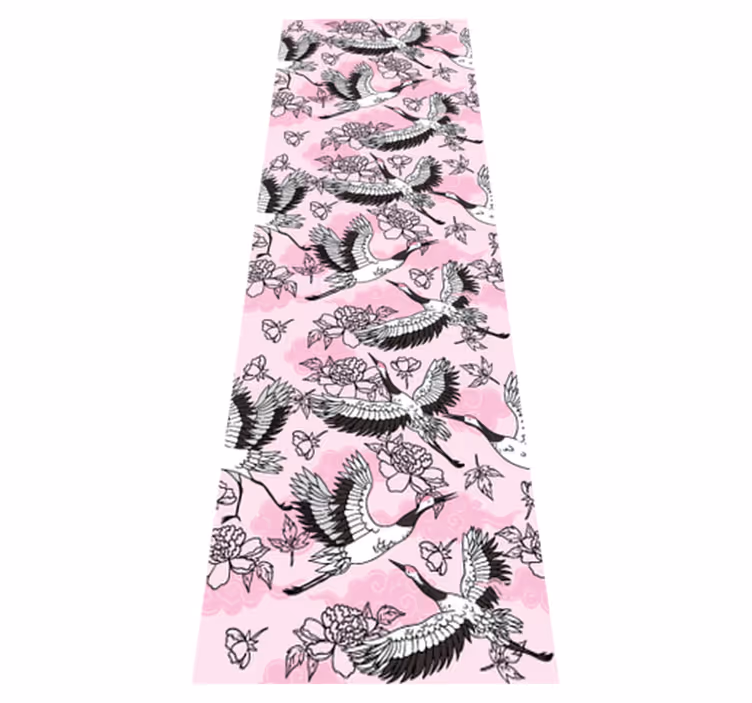 Bedroom vinyl rug with modern pink wild birds pattern - TenStickers