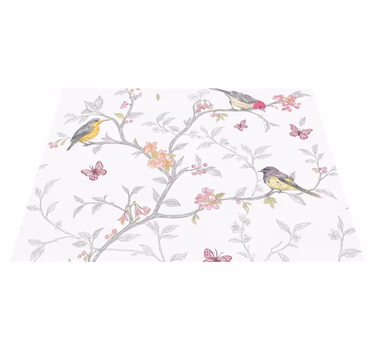 Bedroom vinyl rug birds on branches - TenStickers