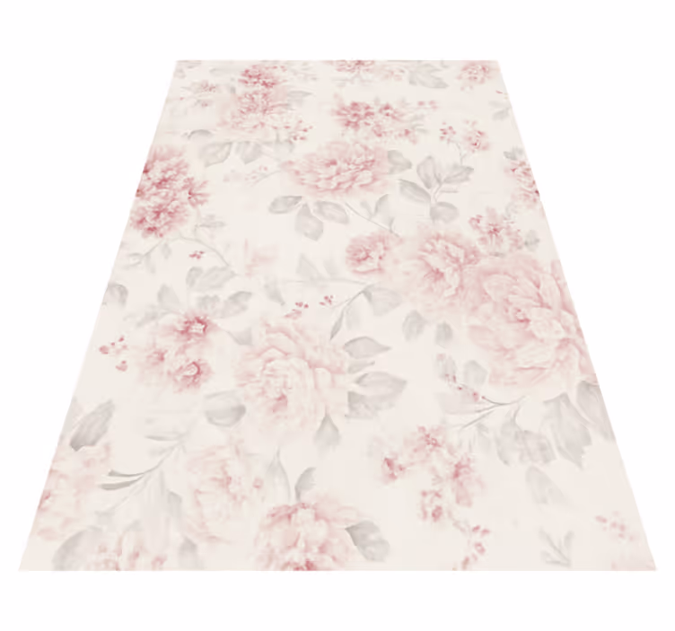 Vintage pink floral design bedroom vinyl rug - TenStickers
