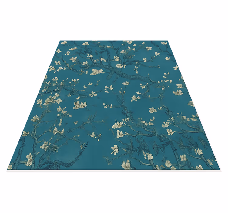 Dark blue tree design bedroom vinyl rug - TenStickers