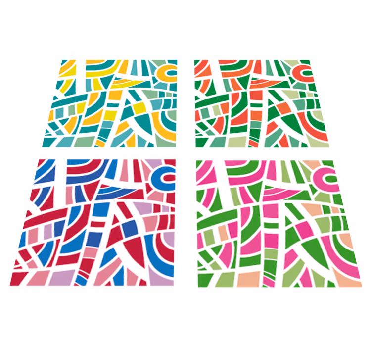 Geometric vinyl rug in multicolor tiles - TenStickers