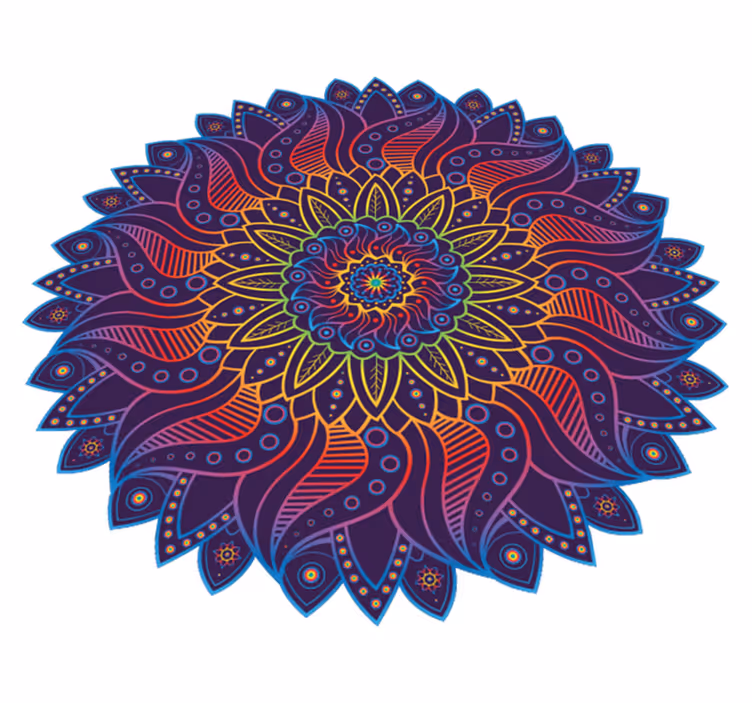 Geometric vinyl rug rainbow mandala design - TenStickers
