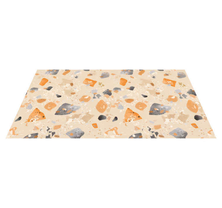 Geometric vinyl rug in monochromatic terrazzo design - TenStickers