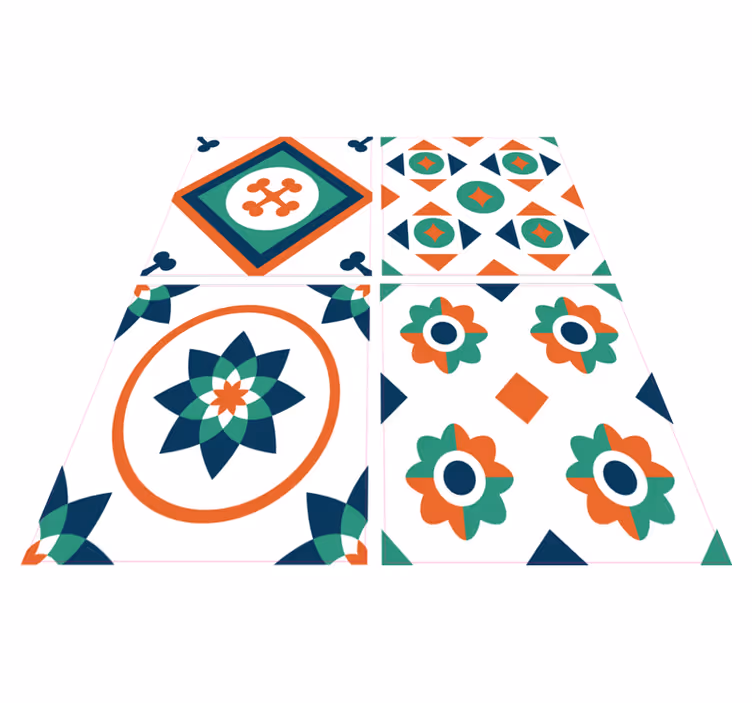 Geometric vinyl rug with geometric patterns - TenStickers