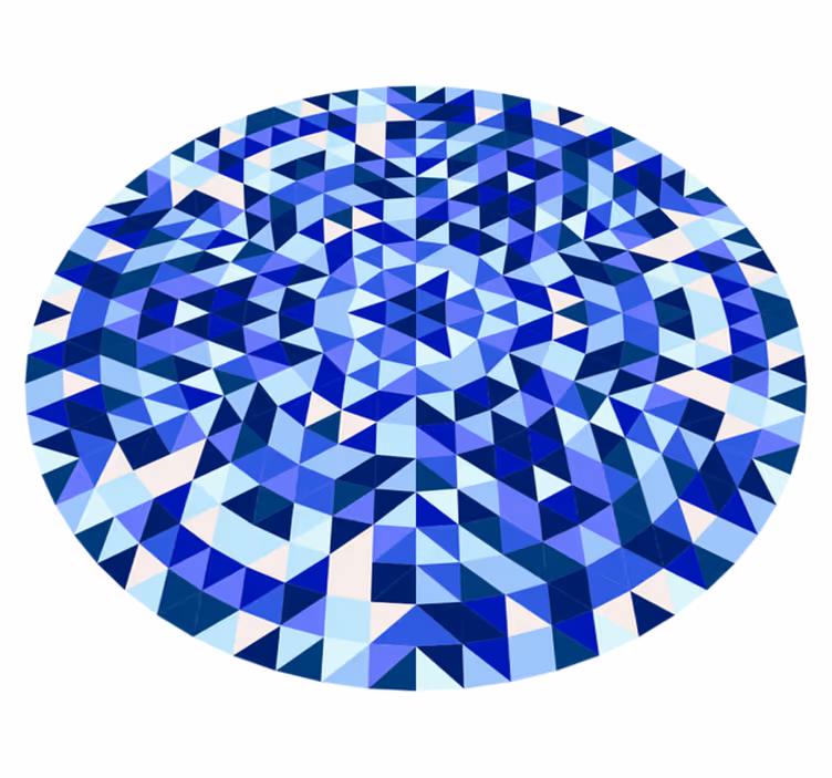 Geometric vinyl rug in circular blue pattern - TenStickers