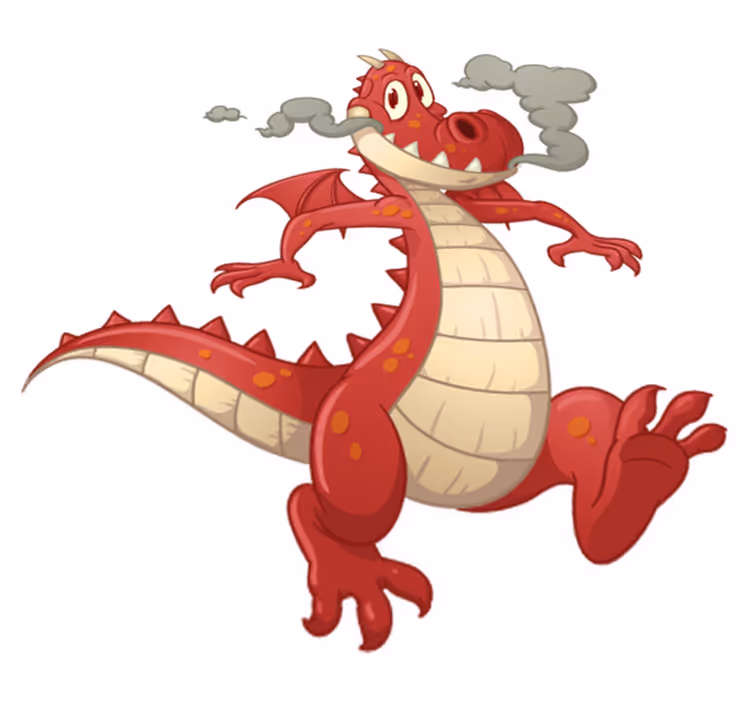 Kids vinyl rug with red dragon design - TenStickers