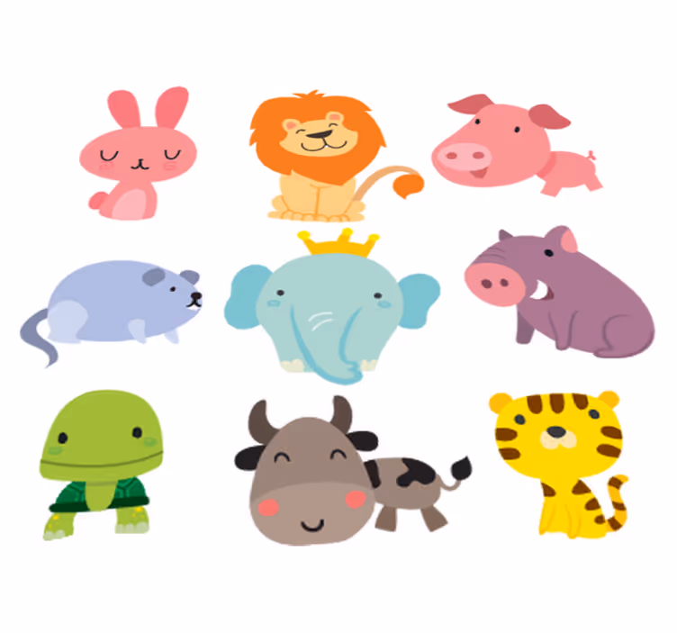 Kids vinyl rug with cute animal stickers - TenStickers