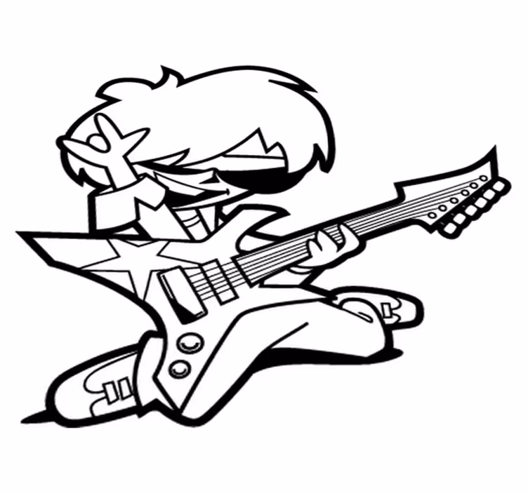 Kids vinyl rug teenager with guitar - TenStickers