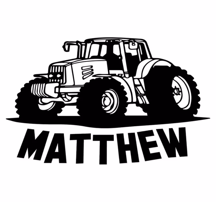 Kids vinyl rug tractor silhouette with name - TenStickers
