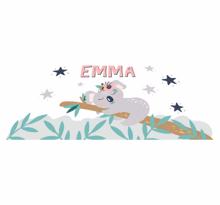 Kids vinyl rug cute koala for girl with name - TenStickers