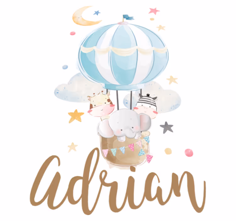 Kids vinyl rug featuring animals on balloons with stars - TenStickers