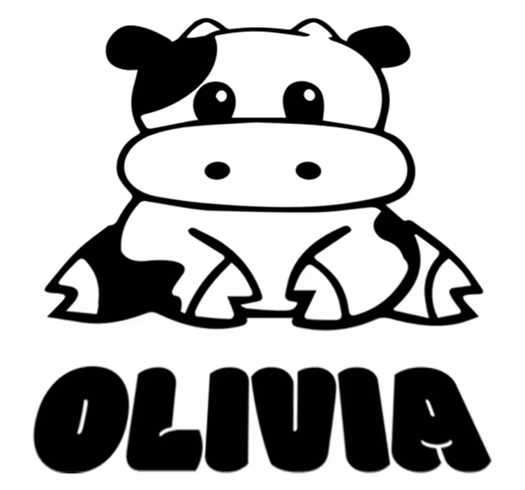 Kids vinyl rug black and white cow personalized - TenStickers