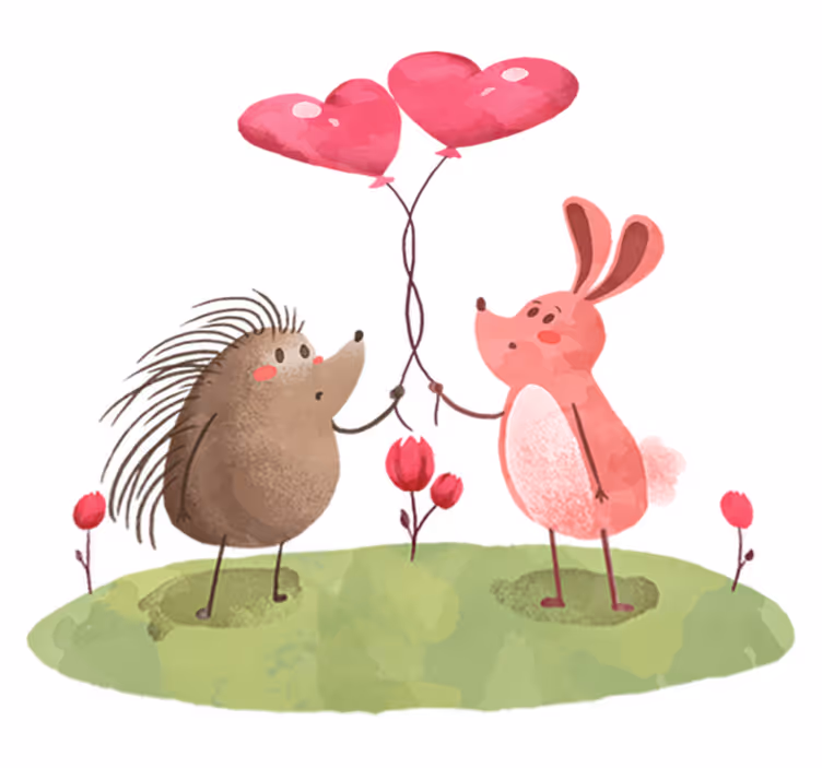 Kids vinyl rug hedgehog and rabbit design - TenStickers