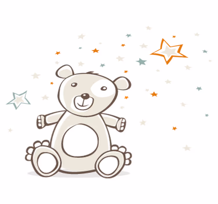 Kids vinyl rug teddy bear and stars design - TenStickers
