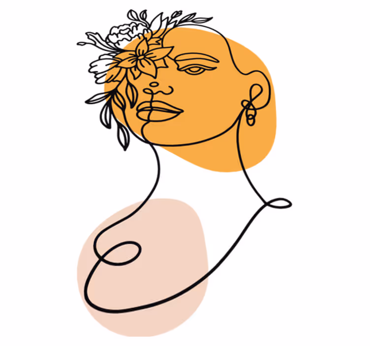 Bedroom vinyl rug minimalistic portrait of a woman - TenStickers