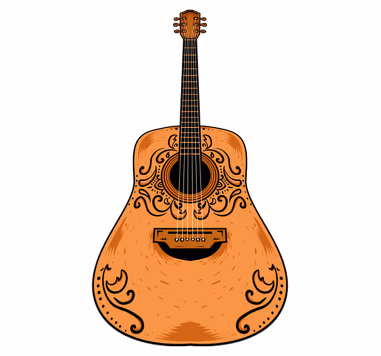 Bedroom vinyl rug with orange guitar design - TenStickers