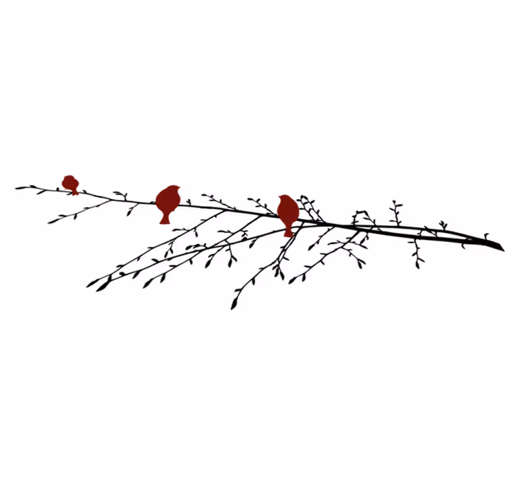 Bedroom vinyl rug with red birds on a branch - TenStickers