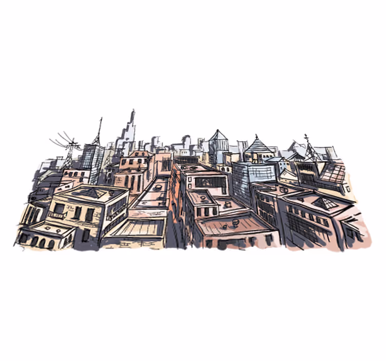 Aquarella city bedroom vinyl rug - TenStickers