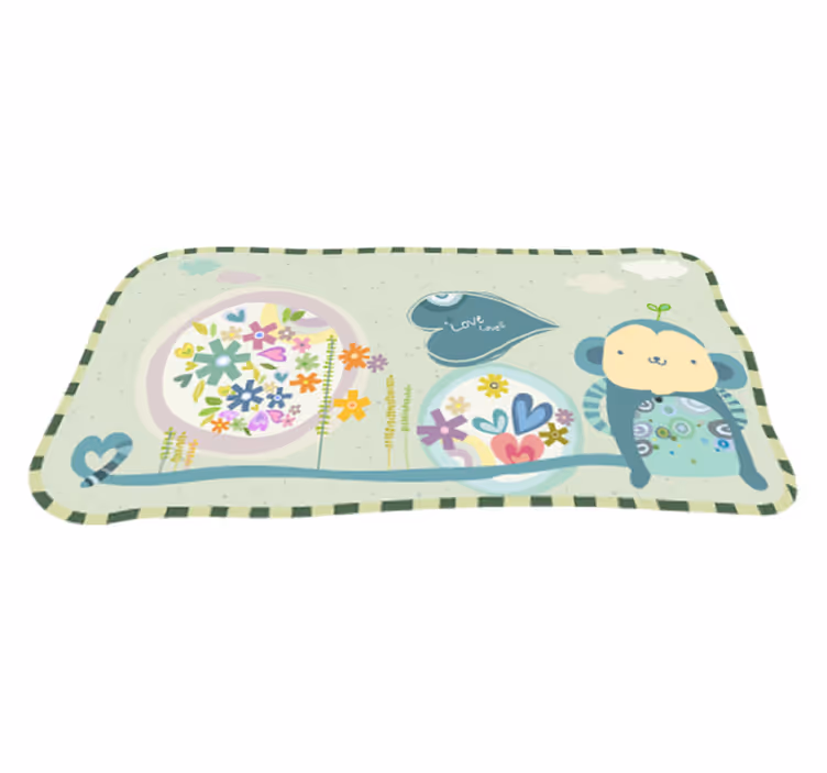 Kids vinyl rug framed monkey art - TenStickers