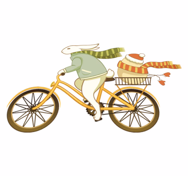 Kids vinyl rug easter bunny on bike - TenStickers